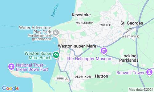 Ausschnitt der Weltkarte zu Weston-super-Mare