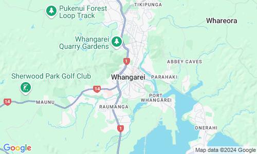 Ausschnitt der Weltkarte zu Whangarei