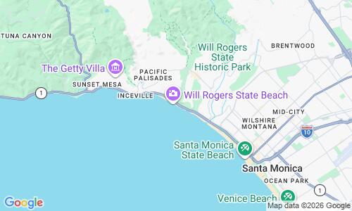 Ausschnitt der Weltkarte zu Will Rogers State Beach