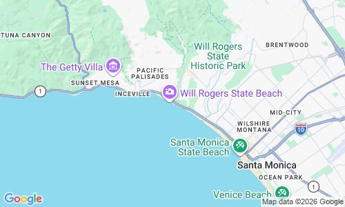 Ausschnitt der Weltkarte zu Will Rogers State Beach