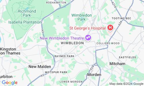 Ausschnitt der Weltkarte zu Wimbledon