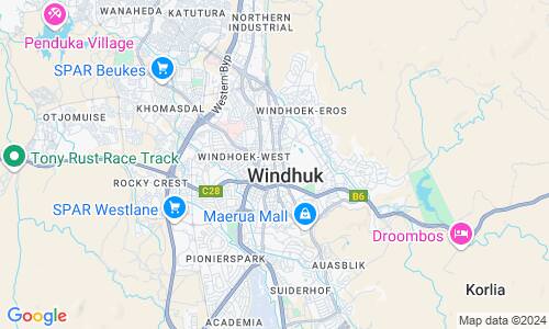 Ausschnitt der Weltkarte zu Windhoek