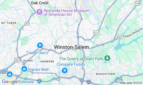 Ausschnitt der Weltkarte zu Winston-Salem