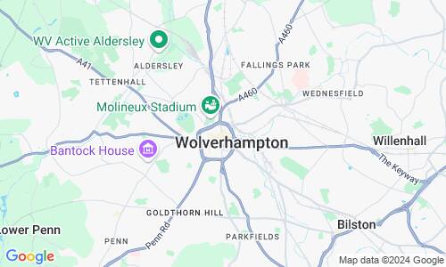 Ausschnitt der Weltkarte zu Wolverhampton