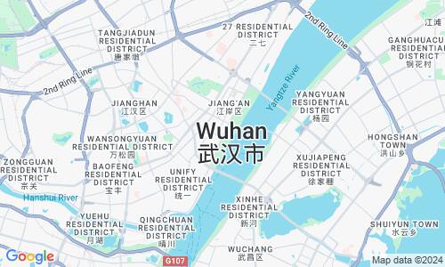 Ausschnit der Weltkarte zu Wuhan