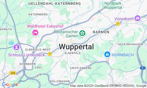 Ausschnitt der Weltkarte zu Wuppertal