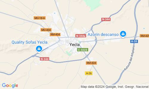 Ausschnitt der Weltkarte zu Yecla