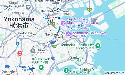 Ausschnit der Weltkarte zu Yokohama