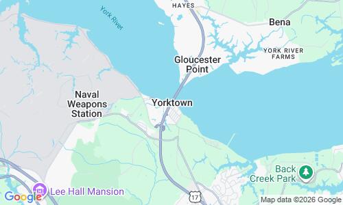 Ausschnitt der Weltkarte zu Yorktown Strand