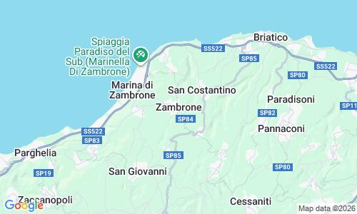 Ausschnitt der Weltkarte zu Zambrone Beach