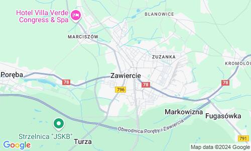 Ausschnitt der Weltkarte zu Zawiercie