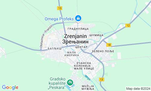 Ausschnitt der Weltkarte zu Zrenjanin