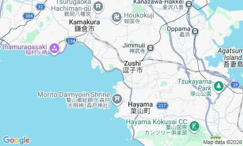 Ausschnitt der Weltkarte zu Zushi Beach